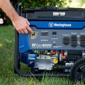 Westinghouse WGen6000 Portable Generator 6000 Rated & 7500 Peak Watts, Gas Powered, Electric Start, Transfer Switch Ready, CARB Compliant